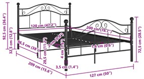 Estrutura de cama 120x200 cm metal preto