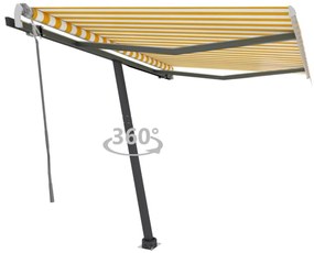 Toldo retrátil manual independente 350x250 cm amarelo e branco