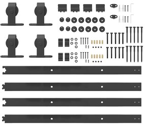 Kit de ferragens para porta deslizante 366 cm aço preto