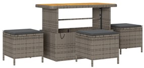 Conjunto de Sofá de Jardim com 10 Peças e Almofadas Cinza Vime Poly Ac