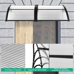 Toldo para porta de entrada externa de 48 x 40 polegadas, toldo, cobertura externa, cinza