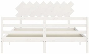 Estrutura de cama com cabeceira 160x200 cm madeira maciça