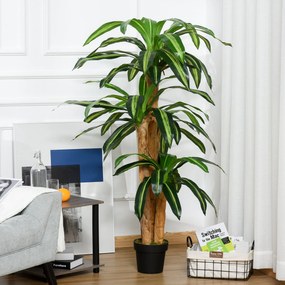 Outsunny Planta Artificial Decorativa Dracaena com Pote Árvore Sintética 66 Folhas para Jardim Varanda Escritório Sala Ø20x160 cm Verde