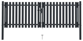 Portão de cerca com porta dupla 306x175 cm aço antracite