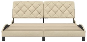 Estrutura de cama sem colchão 180x200 cm tecido cor creme