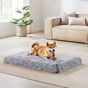 Cama de pelo para cães com capa amovível e lavável 110 x 73 x 10 cm Cinzenta