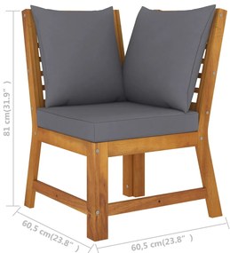 4 pcs conjunto lounge de jardim c/ almofadões acácia maciça