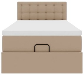 Cama otomana com colchão 90x200 cm couro artificial cappucino