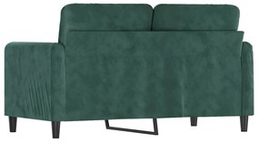 Sofá de 2 lugares 120 cm veludo verde-escuro