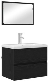 Conjunto de Móveis para Casa de Banho 2 Peças Carvalho Preto Madeira E