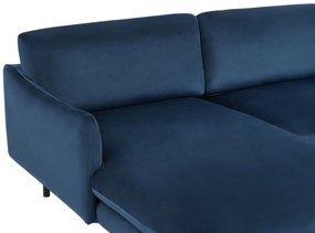 Sofá de canto em veludo azul à direita VINTERBRO Beliani
