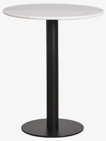 Mesa De Bar Redonda Em Pedra Natural Xiren Preto & Ø70 Cm & Mármore Branco Guangxi - Sklum