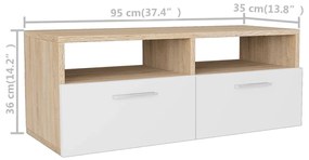 Móveis de TV 2 pcs aglomerado 95x35x36 cm cor carvalho e branco