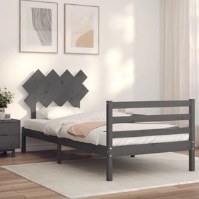 vidaXL Estrutura de cama com cabeceira 100x200cm madeira maciça preto