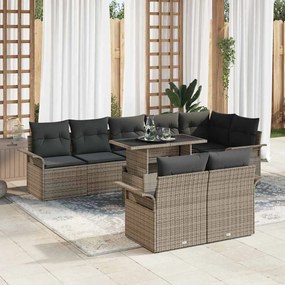vidaXL Conjunto de Sofá de Jardim de 9 Peças com Almofadas Cinza em Rattan Sintético