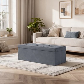Banco com tampa 38 x 110 x 38 cm, com espaço de arrumação, para a entrada cinzento