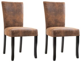 vidaXL Cadeiras de jantar 2 pcs camurça artificial castanho