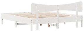 Cama sem colchão 180x200 cm madeira de pinho maciça branco