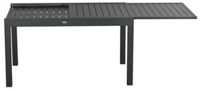 Outsunny Conjunto Móveis de Jardim 9 Peças Conjunto de Refeição para Varanda com Mesa Extensível 8 Cadeiras Empilháveis Estrutura de Alumínio e Assento de Textilene 135-270x89x74cm Cinza