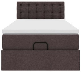 Cama otomana com colchão 90x200 cm tecido castanho escuro