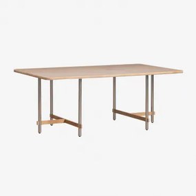 Mesa De Jantar Retangular Em Madeira De Manga E Aço Osaka Madeira De Manga & 200 X 110 Cm - Sklum