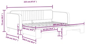 Sofá-cama com gavetão 100x200 cm veludo azul