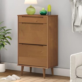 vidaXL Sapateira MOLDE 59,5x35x103 cm pinho maciço castanho