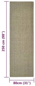 Tapete de sisal p/ poste arranhador 80x250 cm cinza-acastanhado