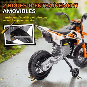 Moto elétrica para crianças, moto de motocross para crianças dos 3 aos 6 anos, 2 motores, 12 V, velocidade máxima de 5 km/h, 107 x 56 x 70 cm, cor lar
