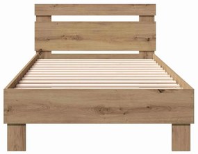Cama Artisan em Carvalho 90x200 cm, feita de madeira engenheirada.