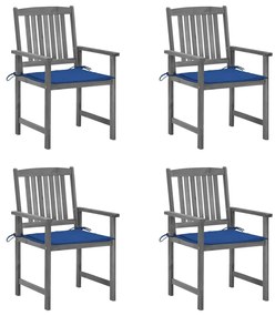 vidaXL Cadeiras de jardim com almofadões 4 pcs acácia maciça cinza