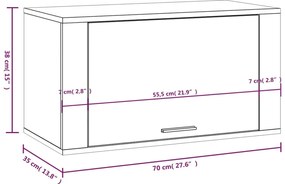 Sapateira de parede 70x35x38 cm pinho maciço carvalho castanho