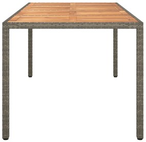 Mesa de jardim 190x90x75 cm vime PE e acácia maciça cinzento