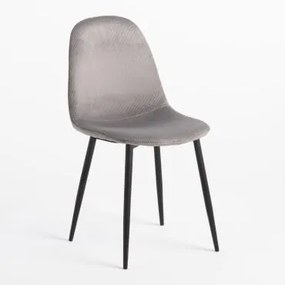 Pack 2 Cadeiras de Jantar em Veludo Glamm Cinzento claro & Preto - Sklum