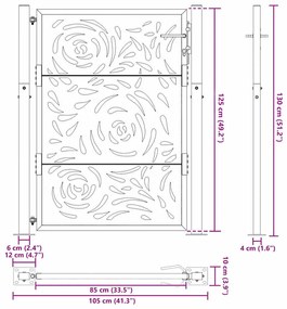 Portão de jardim 105x130 cm design de chama de aço resistente