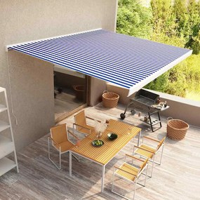 Toldo manual com caixa 400x300 cm azul e branco