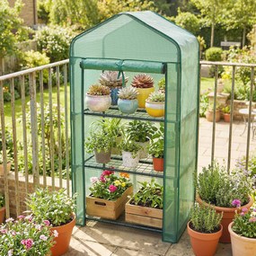 Estufa de jardim  59 x 39 x 127 cm com prateleiras de 3 níveis, estufa de varanda, lona reforçada com PE, estrutura em aço,, verde