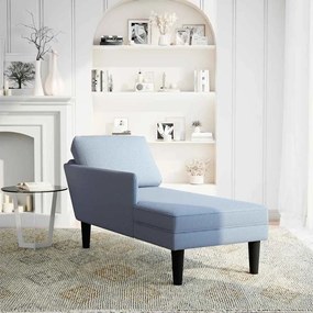 Chaise lounge com almofada tecido corduroy azul