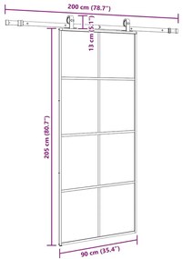 Porta deslizante c/ conj. ferragens 90x205cm vidro ESG preto