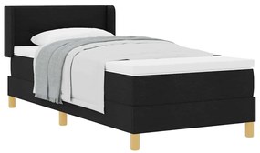 Cama Box com cabeceira Manual Preto e Branco 90 x 190 cm tecido