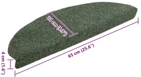 Tapetes de escada autoadesivos 10 pcs 65x21x4 cm agulhado verde