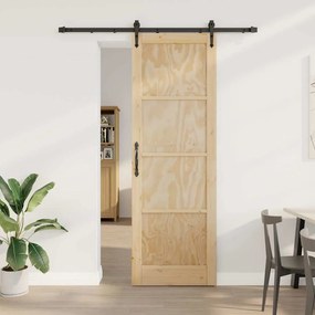 porta deslizante vidaXL com conjunto de hardware 78x232 cm Madeira Sólida de Pinus