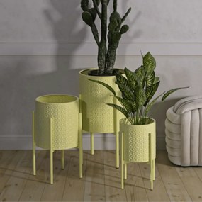 CONJUNTO DE 3 VASOS IRIS AMARELO Ø 36X56,5-30X48,5-24X37,5 CM (PLANTAS NÃO INCLUIDAS)