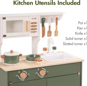 Cozinha Infantil de Madeira par Crianças 80 cm x 55 cm x 29,6 cm Verde Vintage