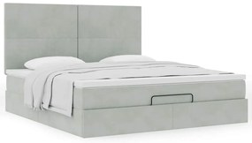 Estrutura cama otomana colchões 160x200cm veludo cinzento claro