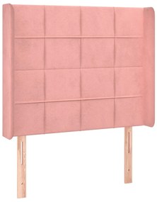 Cabeceira de cama c/ luzes LED veludo 83x16x118/128 cm rosa