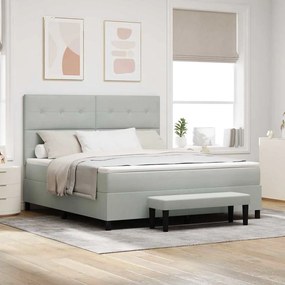 vidaXL Cama Box Spring com Colchão &amp; Banco Cinza Claro 180x200 cm Veludo
