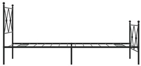Estrutura de cama com cabeceira e pés 75x190 cm metal preto