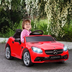 Carro Elétrico Mercedes SLC 300 12V com Controlo Remoto Faróis LED Música TF USB e Abertura da Porta 3-5km/h 107x62,5x44 cm Vermelho