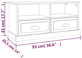 Móvel de TV 93x35,5x45 cm derivados de madeira branco brilhante